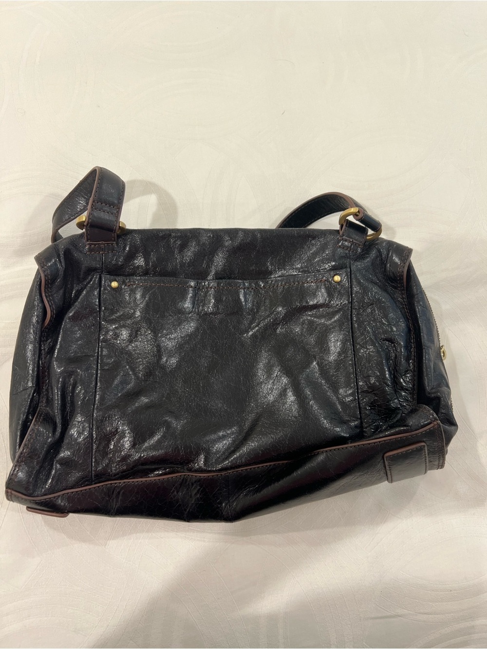 HOBO black leather with print inside Vintage